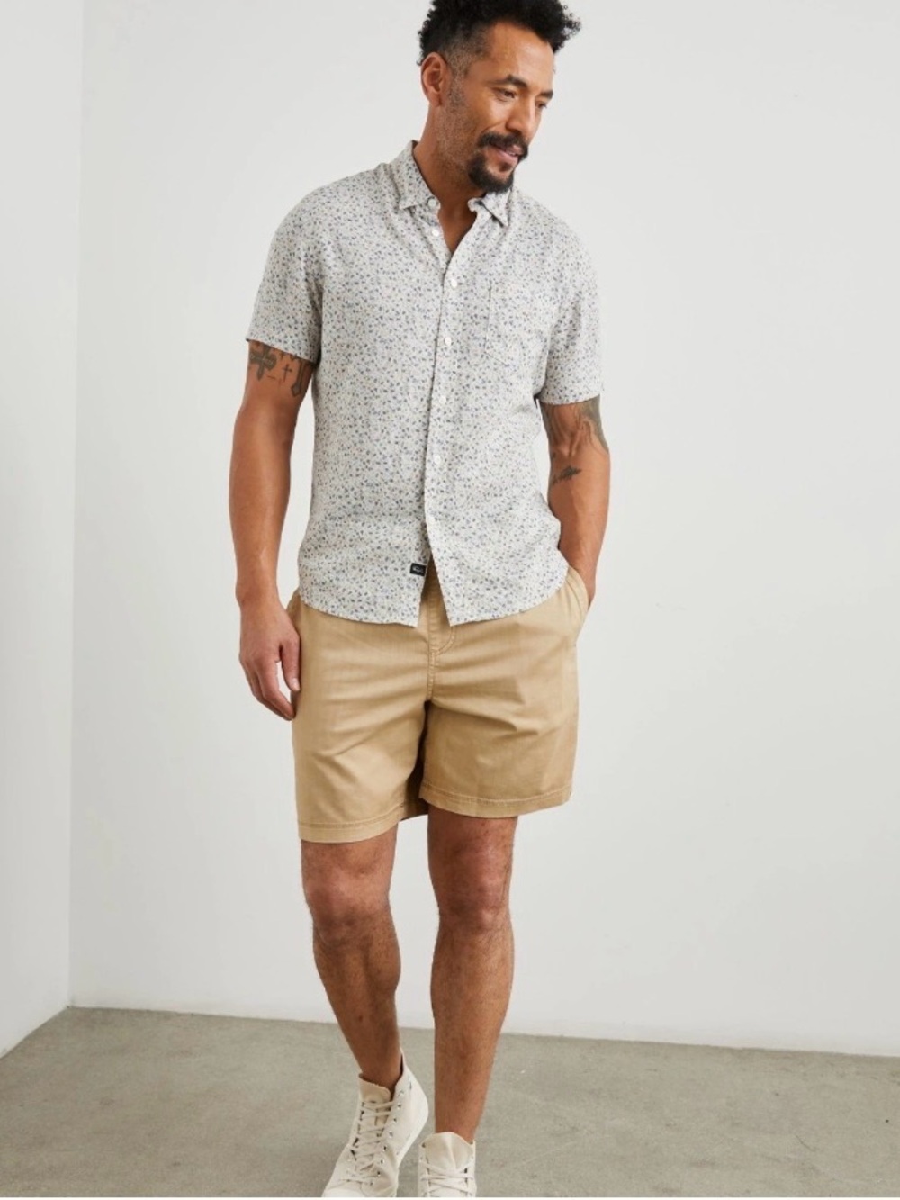 Rails Short-Sleeve Button-Up Shirt in Ivory with Blue Floral
